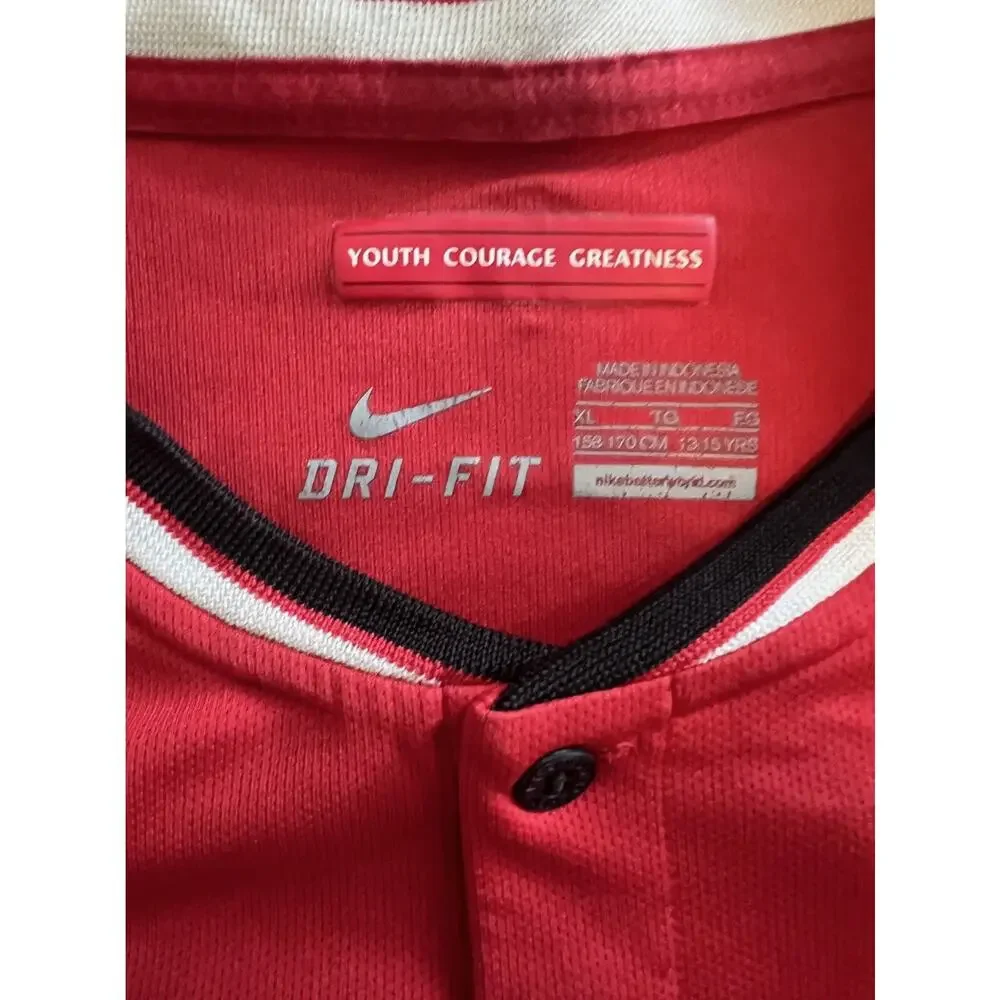NIKE DRI-FIT Manchester United Home Knit Jersey 2014/15, Chevy, Red| Youth: XL